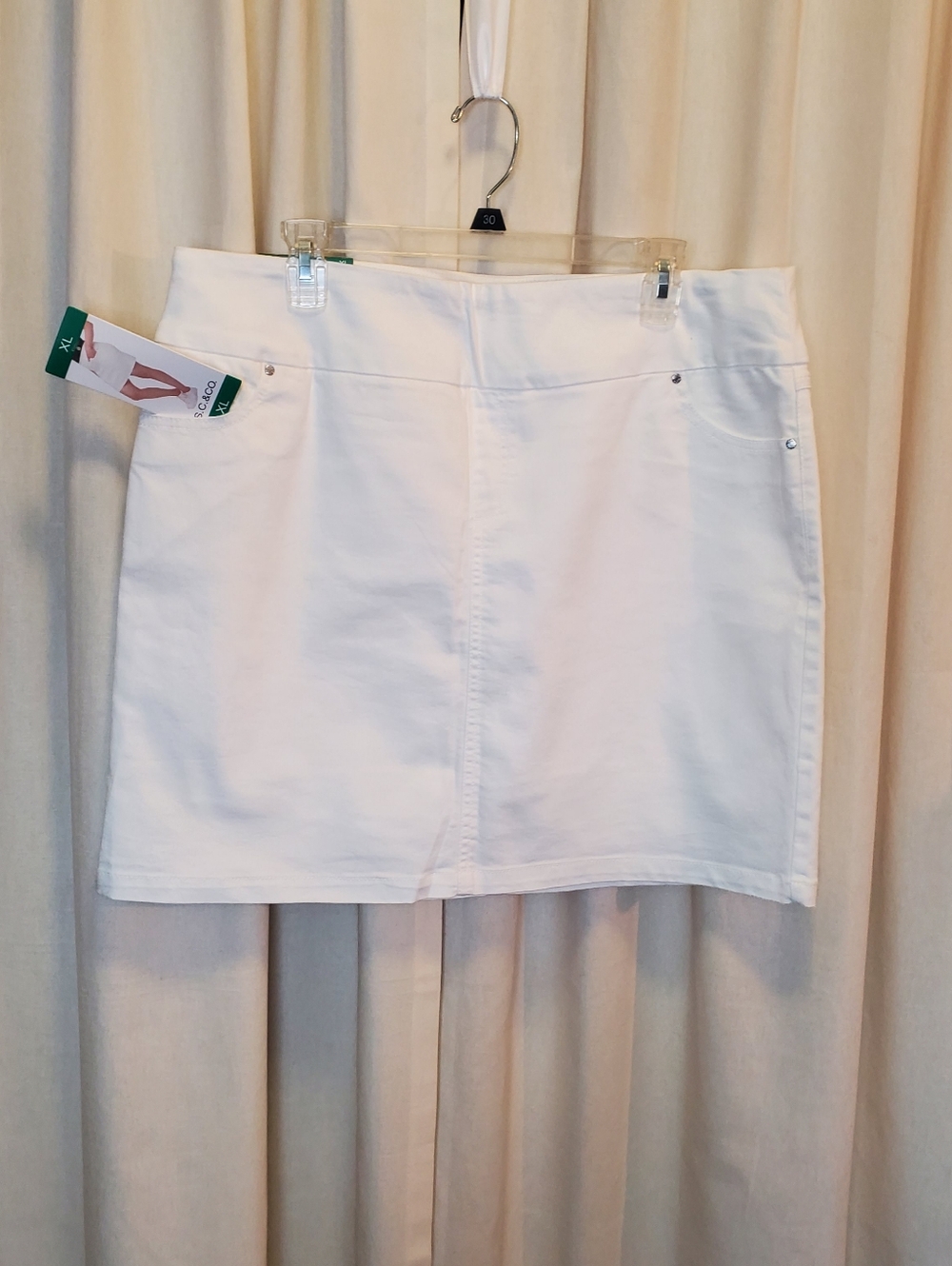 NWT White Stretch Cotton Blend A-Line Skirt With Shorts